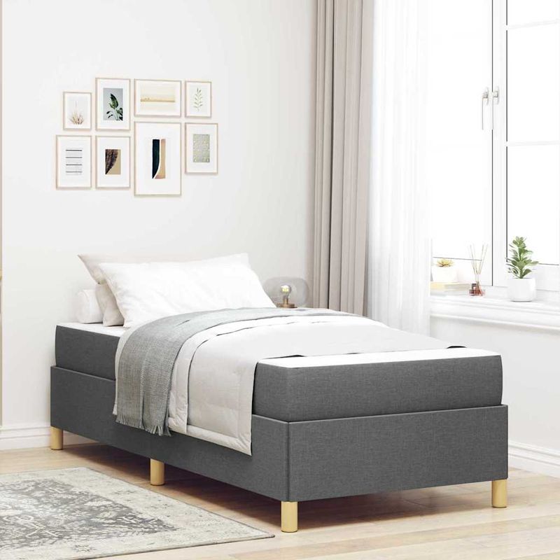 Casa si Gradina - Mobilier - Paturi si accesorii - Paturi - Pat cu arcuri Altele Gri inchis 100 x 200 cm tesatura - Infinity.ro