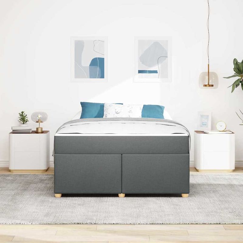 Casa si Gradina - Mobilier - Paturi si accesorii - Paturi - Cadru de pat cu saltea Altele Gri inchis 160 x 200 cm tesatura - Infinity.ro