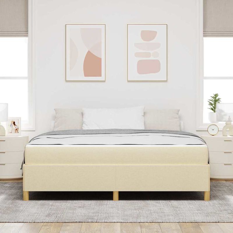 Casa si Gradina - Mobilier - Paturi si accesorii - Paturi - Pat cu arcuri Altele Negru si Maro si Alb 180 x 200 cm tesatura - Infinity.ro