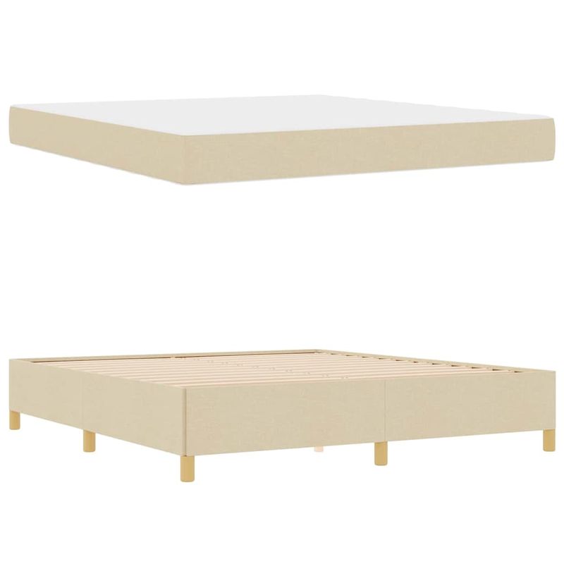 Casa si Gradina - Mobilier - Paturi si accesorii - Paturi - Pat cu arcuri Altele Negru si Maro si Alb 180 x 200 cm tesatura - Infinity.ro