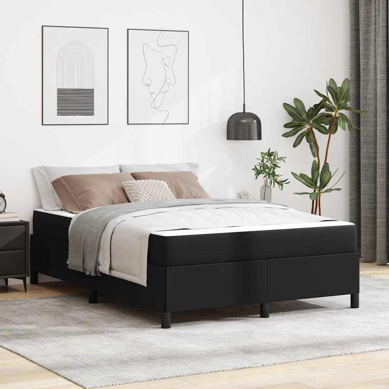 Casa si Gradina - Mobilier - Paturi si accesorii - Paturi - Cadru de pat cu saltea Negru 140 x 200 cm Piele artificiala - Infinity.ro