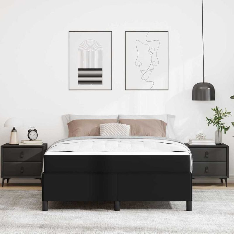 Casa si Gradina - Mobilier - Paturi si accesorii - Paturi - Cadru de pat cu saltea Negru 140 x 200 cm Piele artificiala - Infinity.ro