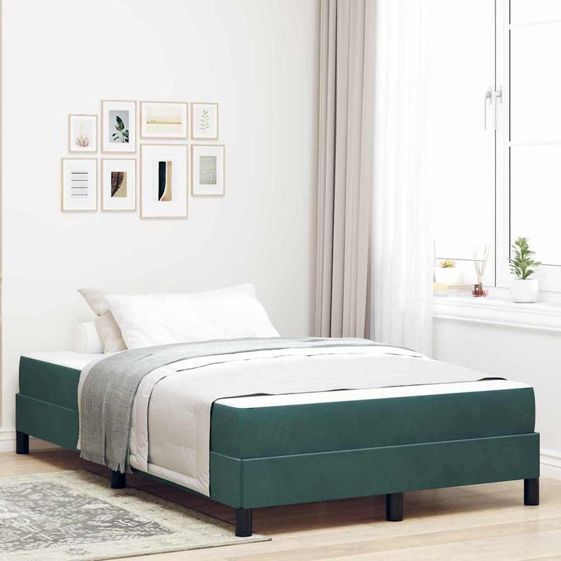 Casa si Gradina - Mobilier - Paturi si accesorii - Paturi - Pat boxspring cu saltea Verde inchis 120 x 190 cm Catifea - Infinity.ro