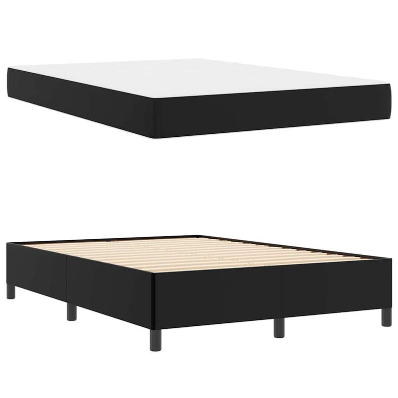 Casa si Gradina - Mobilier - Paturi si accesorii - Paturi - Cadru de pat cu saltea Negru 140 x 200 cm Piele artificiala - Infinity.ro