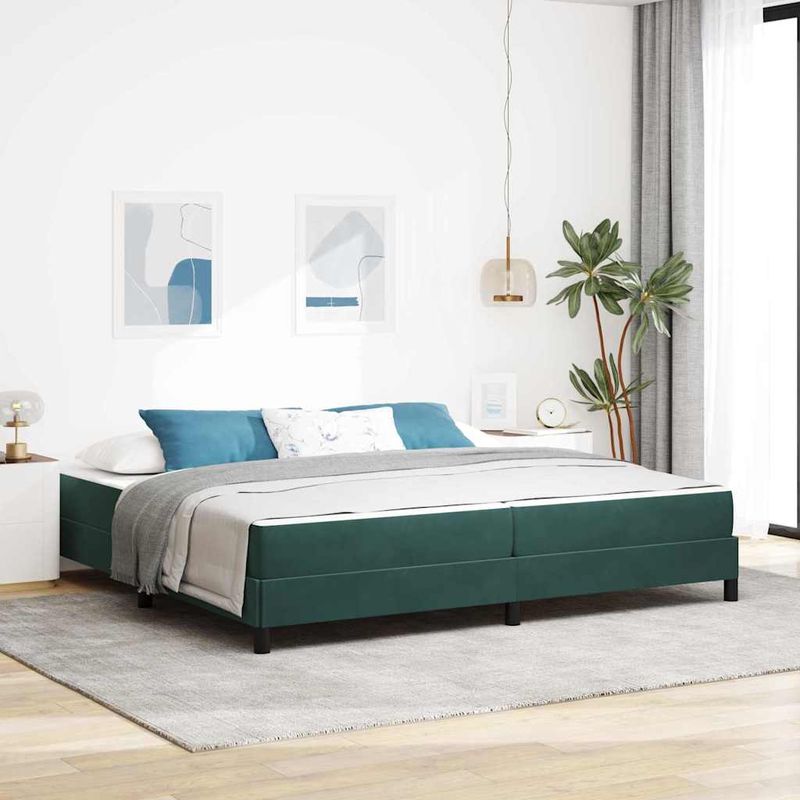 Casa si Gradina - Mobilier - Paturi si accesorii - Paturi - Pat boxspring cu saltea Verde inchis 200 x 200 cm Catifea - Infinity.ro