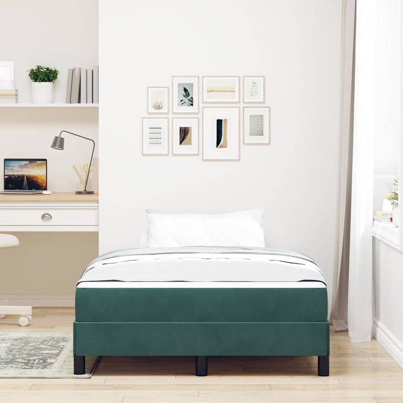 Casa si Gradina - Mobilier - Paturi si accesorii - Paturi - Pat boxspring cu saltea Verde inchis 120 x 190 cm Catifea - Infinity.ro