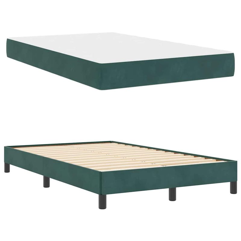 Casa si Gradina - Mobilier - Paturi si accesorii - Paturi - Pat boxspring cu saltea Verde inchis 120 x 190 cm Catifea - Infinity.ro