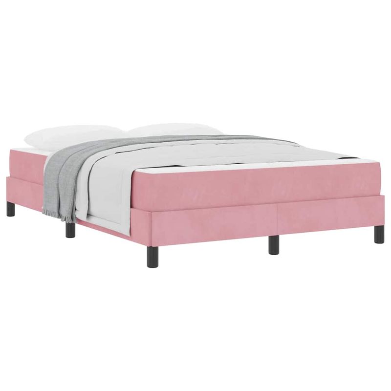 Casa si Gradina - Mobilier - Paturi si accesorii - Paturi - Pat boxspring cu saltea Roz 140 x 210 cm Catifea - Infinity.ro