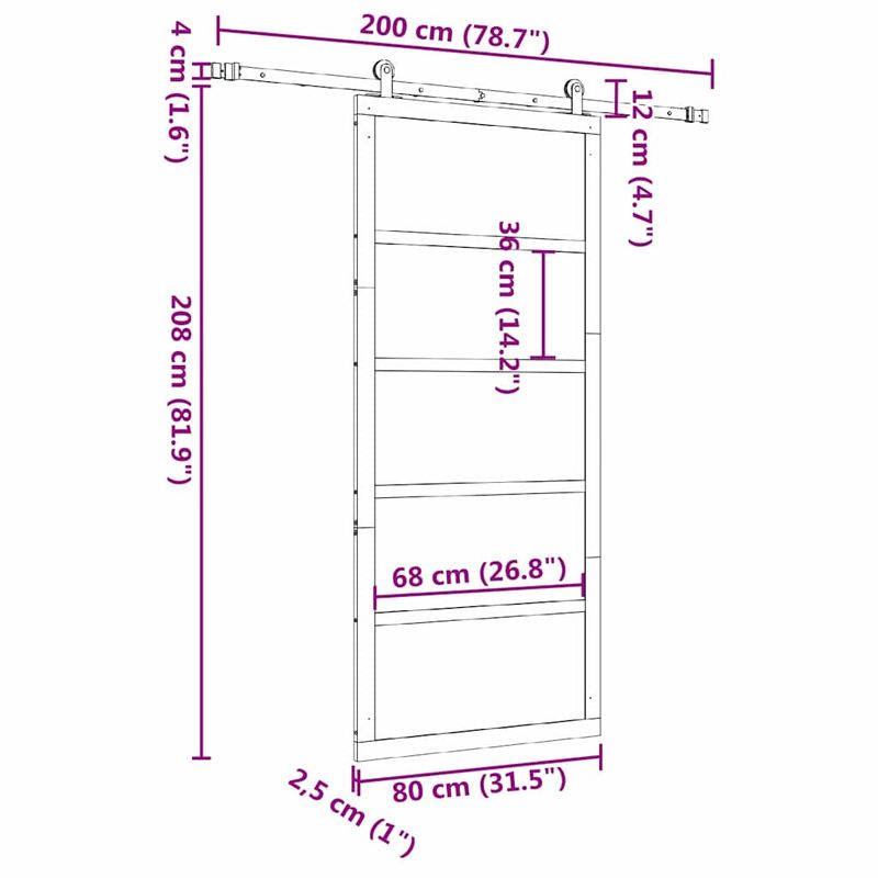 Casa si Gradina - Constructii - Usi interior, exterior si garaj - Usi interior - Usa glisanta Maro 80 x 208 cm Lemn masiv de pin - Infinity.ro