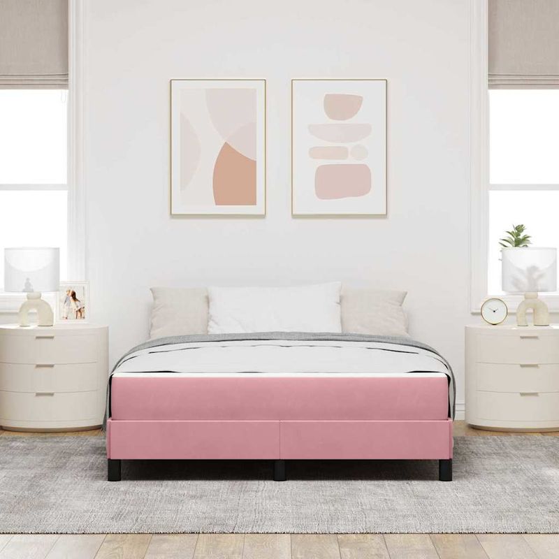 Casa si Gradina - Mobilier - Paturi si accesorii - Paturi - Pat boxspring cu saltea Roz 140 x 210 cm Catifea - Infinity.ro