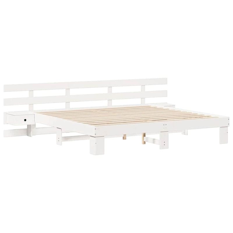Casa si Gradina - Mobilier - Paturi si accesorii - Paturi - Cadru de pat cu sertar Alb 200 x 200 cm lemn - Infinity.ro