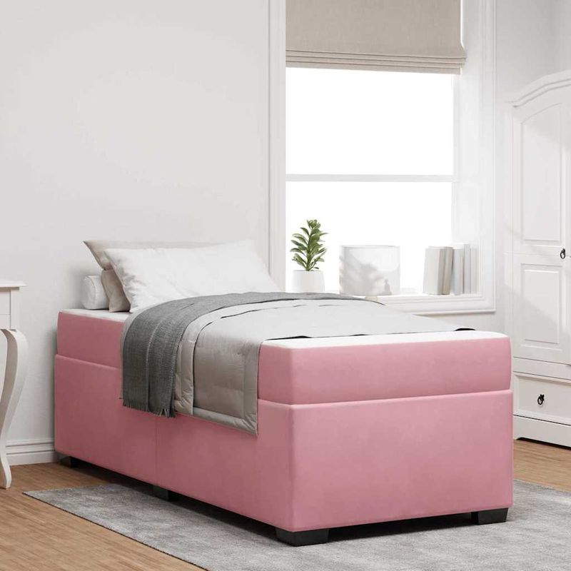 Casa si Gradina - Mobilier - Paturi si accesorii - Paturi - Cadru de pat cu saltea Altele Roz 90 x 190 cm Catifea - Infinity.ro