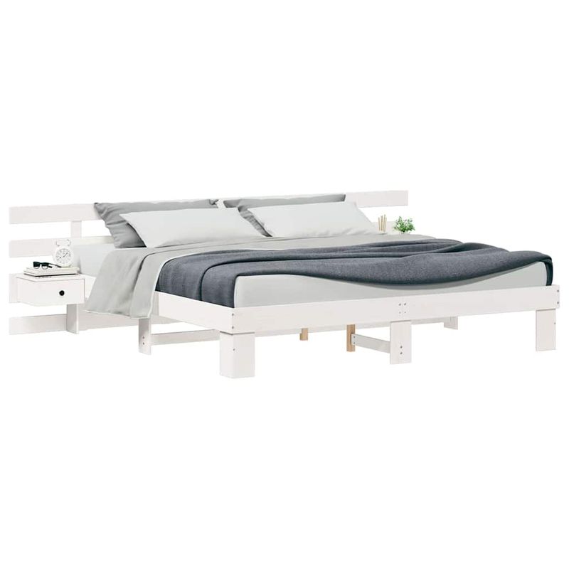 Casa si Gradina - Mobilier - Paturi si accesorii - Paturi - Cadru de pat cu sertar Alb 200 x 200 cm lemn - Infinity.ro