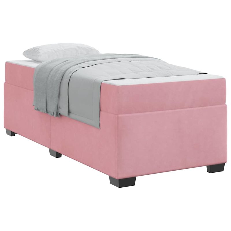 Casa si Gradina - Mobilier - Paturi si accesorii - Paturi - Cadru de pat cu saltea Altele Roz 90 x 190 cm Catifea - Infinity.ro
