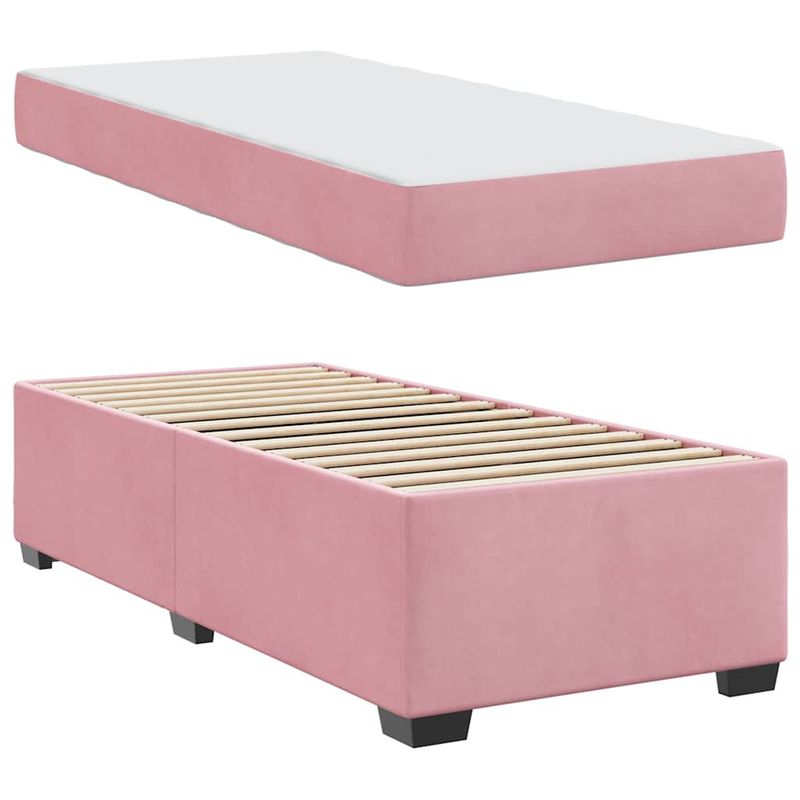 Casa si Gradina - Mobilier - Paturi si accesorii - Paturi - Cadru de pat cu saltea Altele Roz 90 x 190 cm Catifea - Infinity.ro