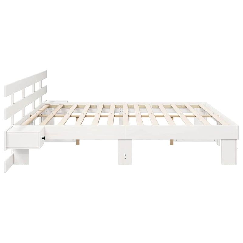 Casa si Gradina - Mobilier - Paturi si accesorii - Paturi - Cadru de pat cu sertar Alb 200 x 200 cm lemn - Infinity.ro