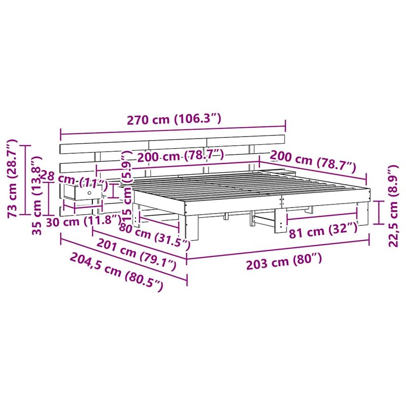 Casa si Gradina - Mobilier - Paturi si accesorii - Paturi - Cadru de pat cu sertar Alb 200 x 200 cm lemn - Infinity.ro