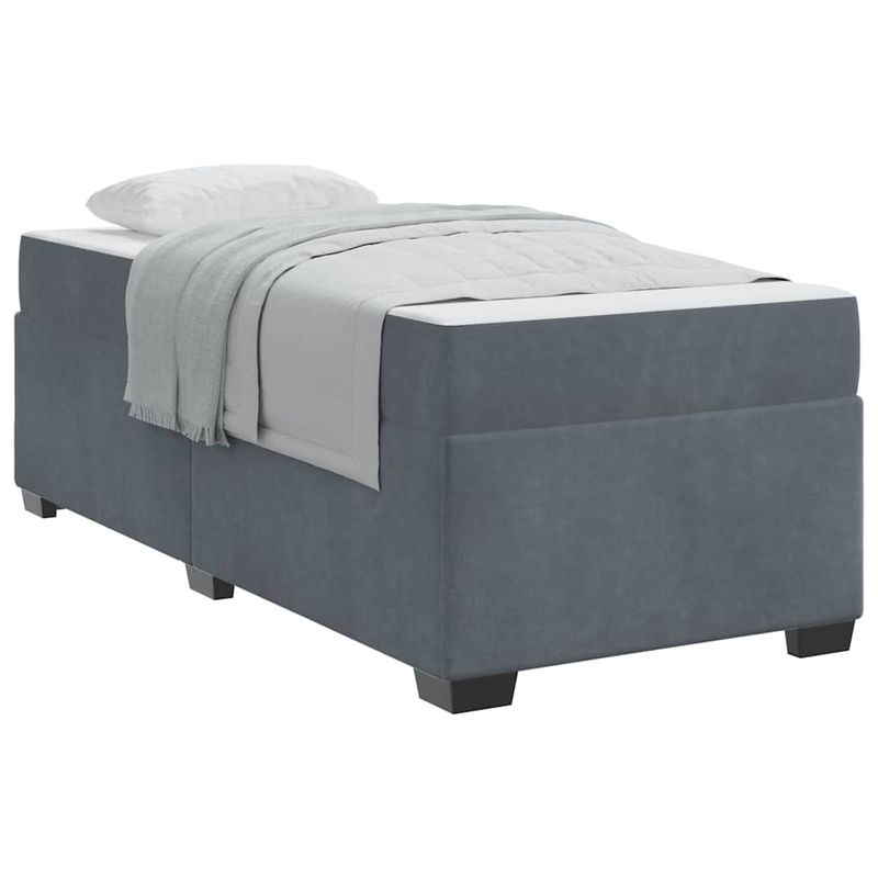 Casa si Gradina - Mobilier - Paturi si accesorii - Paturi - Cadru de pat cu saltea Altele Gri inchis 90 x 190 cm Catifea - Infinity.ro