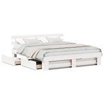 Casa si Gradina - Mobilier - Paturi si accesorii - Paturi - Cadru de pat cu sertar cu headboard cu depozitare Alb 180 x 200 cm Lemn masiv - Infinity.ro