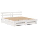 Casa si Gradina - Mobilier - Paturi si accesorii - Paturi - Cadru de pat cu sertar cu headboard cu depozitare Alb 180 x 200 cm Lemn masiv - Infinity.ro