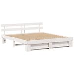 Casa si Gradina - Mobilier - Paturi si accesorii - Paturi - Cadru de pat cu sertar cu headboard cu depozitare Alb 180 x 200 cm Lemn masiv - Infinity.ro