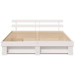 Casa si Gradina - Mobilier - Paturi si accesorii - Paturi - Cadru de pat cu sertar cu headboard cu depozitare Alb 180 x 200 cm Lemn masiv - Infinity.ro