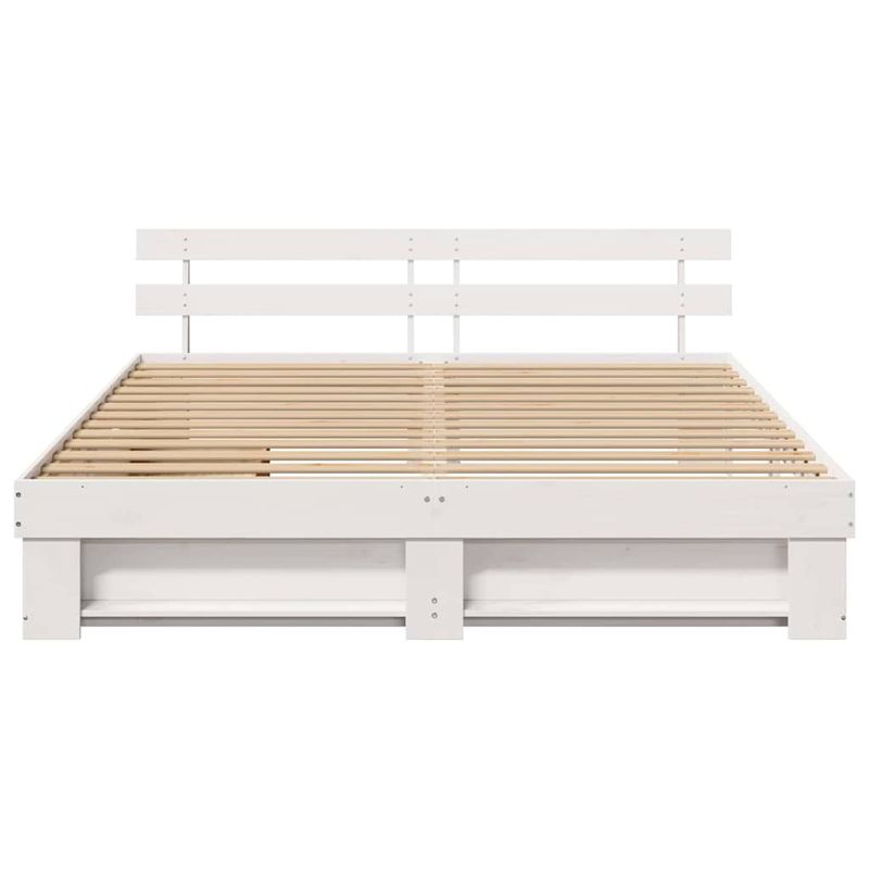 Casa si Gradina - Mobilier - Paturi si accesorii - Paturi - Cadru de pat cu sertar cu headboard cu depozitare Alb 180 x 200 cm Lemn masiv - Infinity.ro