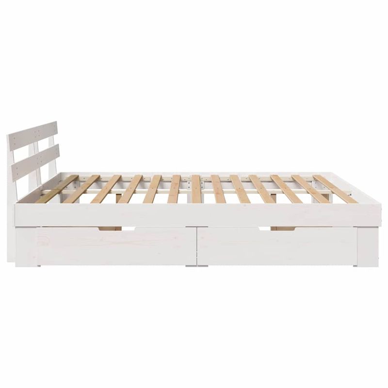 Casa si Gradina - Mobilier - Paturi si accesorii - Paturi - Cadru de pat cu sertar cu headboard cu depozitare Alb 180 x 200 cm Lemn masiv - Infinity.ro