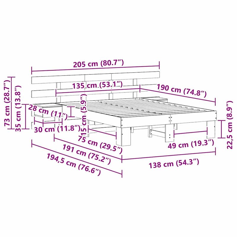 Casa si Gradina - Mobilier - Paturi si accesorii - Paturi - Cadru de pat cu sertar Maro 135 x 190 cm - Infinity.ro