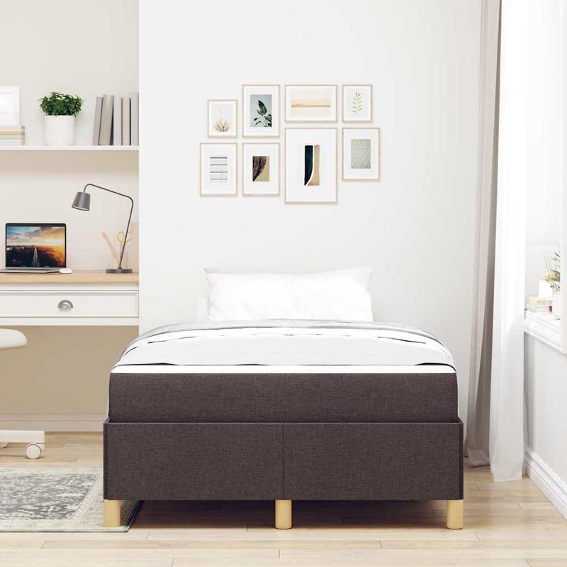 Casa si Gradina - Mobilier - Paturi si accesorii - Paturi - Pat cu arcuri Altele Maro inchis si Alb 120 x 190 cm tesatura - Infinity.ro