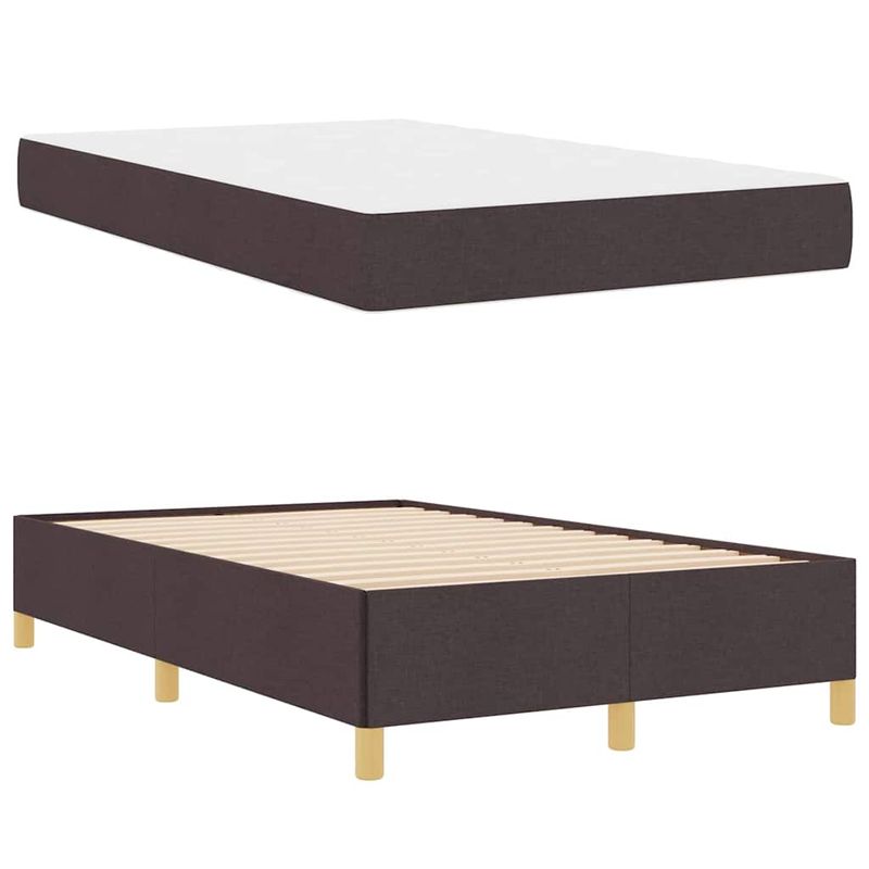 Casa si Gradina - Mobilier - Paturi si accesorii - Paturi - Pat cu arcuri Altele Maro inchis si Alb 120 x 190 cm tesatura - Infinity.ro
