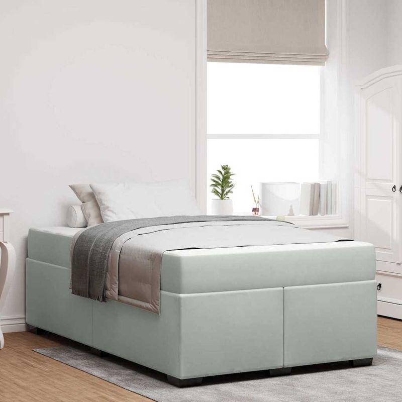 Casa si Gradina - Mobilier - Paturi si accesorii - Paturi - Cadru de pat cu saltea Altele Gri deschis 120 x 190 cm Catifea - Infinity.ro