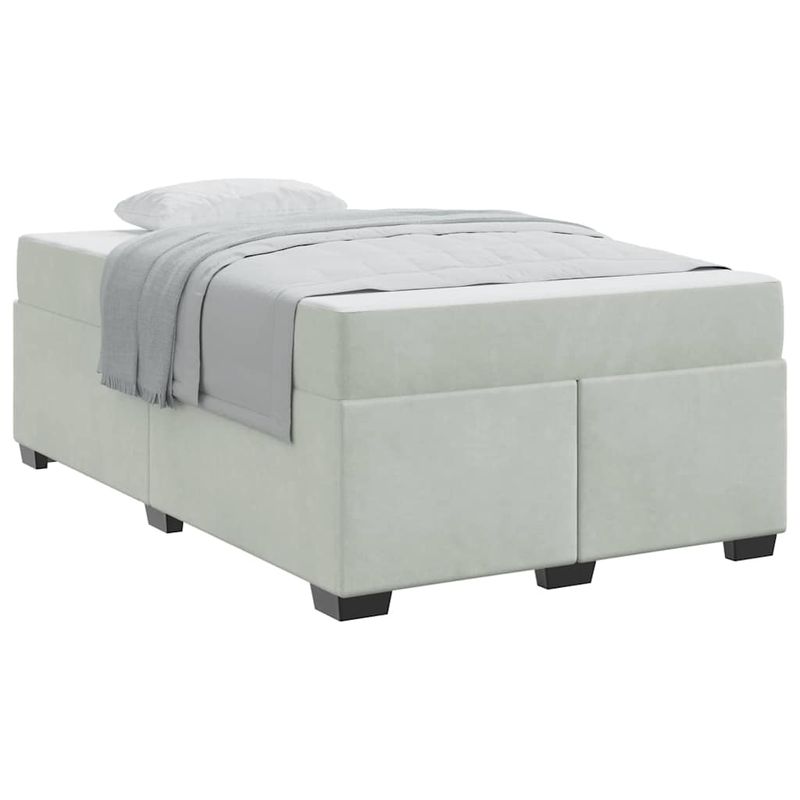 Casa si Gradina - Mobilier - Paturi si accesorii - Paturi - Cadru de pat cu saltea Altele Gri deschis 120 x 190 cm Catifea - Infinity.ro