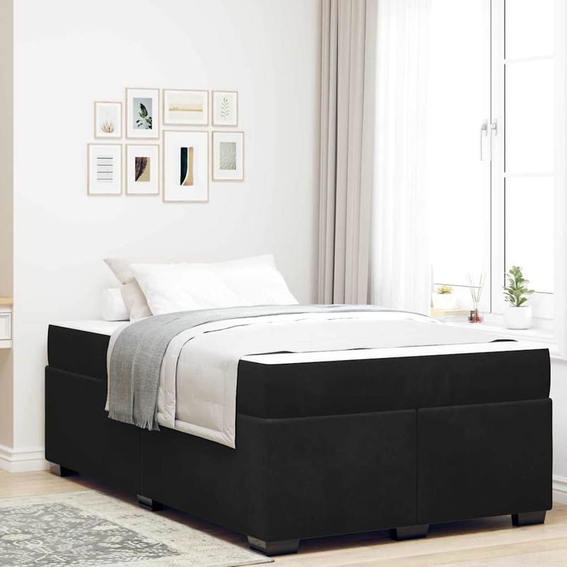 Casa si Gradina - Mobilier - Paturi si accesorii - Paturi - Cadru de pat cu saltea Altele Negru 120 x 200 cm Catifea - Infinity.ro