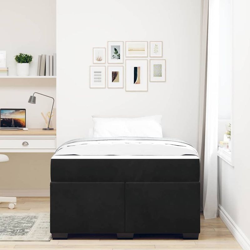 Casa si Gradina - Mobilier - Paturi si accesorii - Paturi - Cadru de pat cu saltea Altele Negru 120 x 200 cm Catifea - Infinity.ro