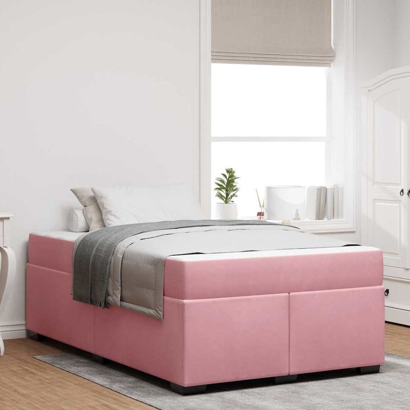 Casa si Gradina - Mobilier - Paturi si accesorii - Paturi - Cadru de pat cu saltea Altele Roz 120 x 200 cm Catifea - Infinity.ro
