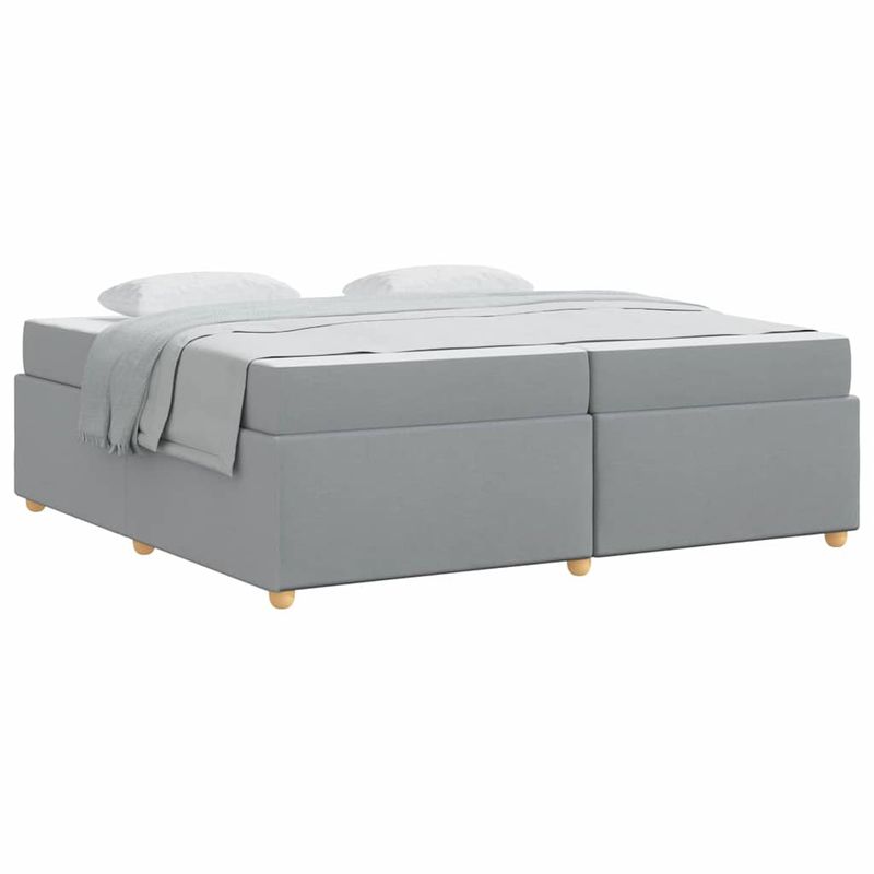 Casa si Gradina - Mobilier - Paturi si accesorii - Paturi - Cadru de pat cu saltea Altele Gri deschis 200 x 200 cm tesatura - Infinity.ro