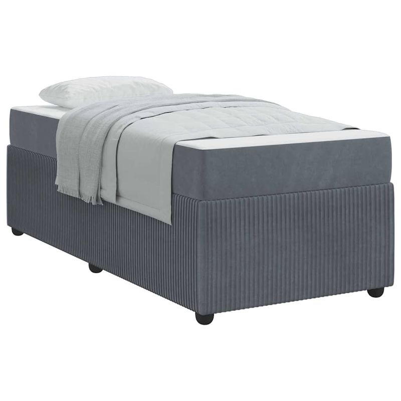 Casa si Gradina - Mobilier - Paturi si accesorii - Paturi - Cadru de pat cu saltea Altele Gri inchis 90 x 200 cm Catifea - Infinity.ro