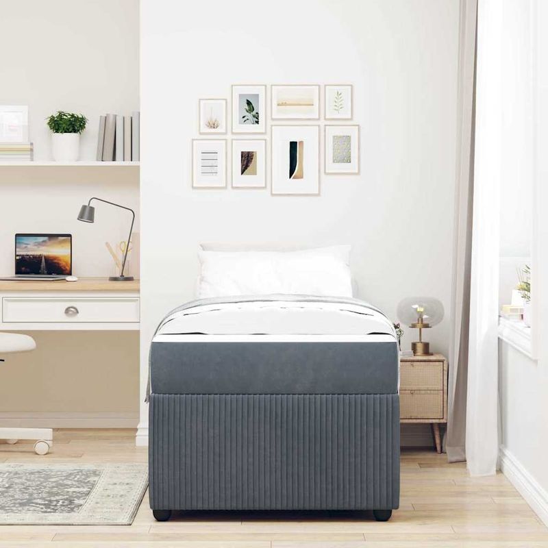 Casa si Gradina - Mobilier - Paturi si accesorii - Paturi - Cadru de pat cu saltea Altele Gri inchis 90 x 200 cm Catifea - Infinity.ro