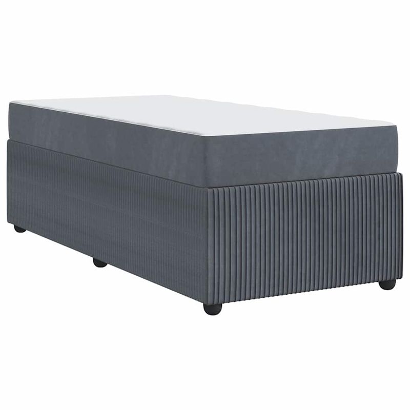 Casa si Gradina - Mobilier - Paturi si accesorii - Paturi - Cadru de pat cu saltea Altele Gri inchis 90 x 200 cm Catifea - Infinity.ro
