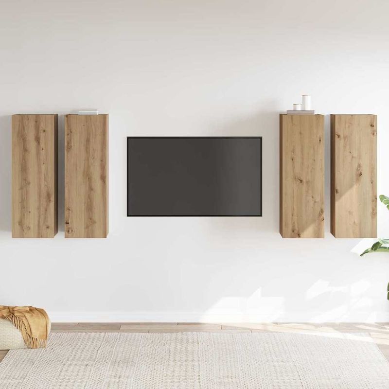 Casa si Gradina - Mobilier - Comode si corpuri - Comode - Set comoda TV 4 pcs stejar artizanal 30.5 x 30 x 90 cm PAL - Infinity.ro