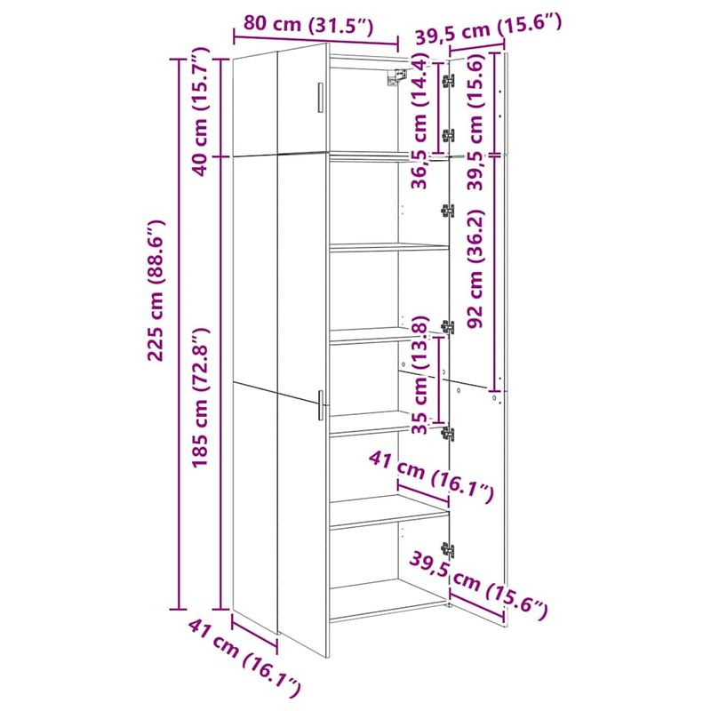 Casa si Gradina - Mobilier - Comode si corpuri - Comode - Dulap de depozitare Lemn vechi 80 x 42.5 x 225 cm Lemn compozit - Infinity.ro