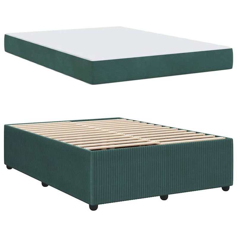 Casa si Gradina - Mobilier - Paturi si accesorii - Paturi - Cadru de pat cu saltea Altele Verde inchis 160 x 200 cm Catifea - Infinity.ro