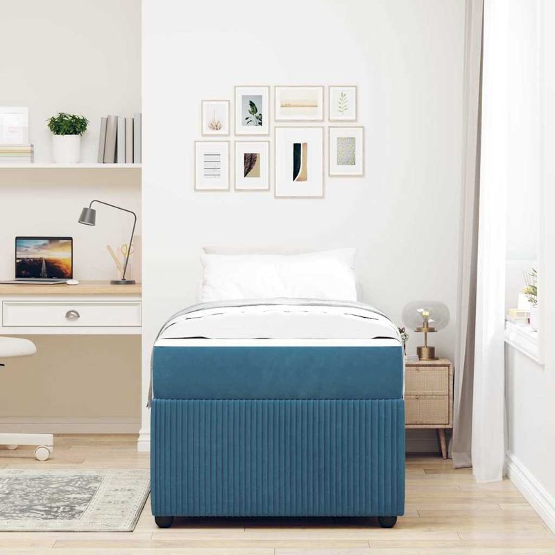 Casa si Gradina - Mobilier - Paturi si accesorii - Paturi - Cadru de pat cu saltea Altele albastru 100 x 200 cm Catifea - Infinity.ro