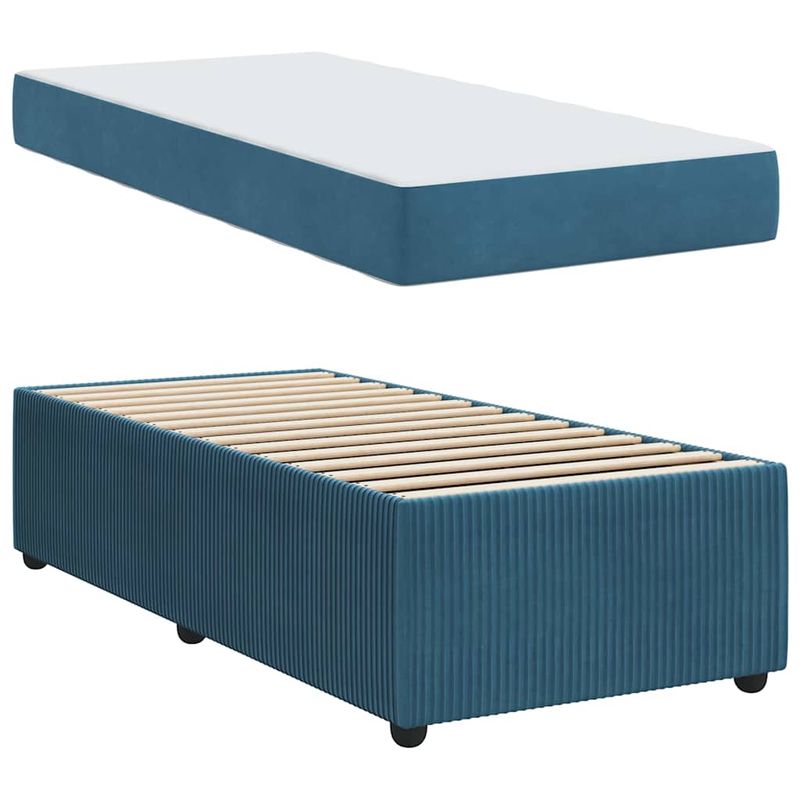 Casa si Gradina - Mobilier - Paturi si accesorii - Paturi - Cadru de pat cu saltea Altele albastru 100 x 200 cm Catifea - Infinity.ro