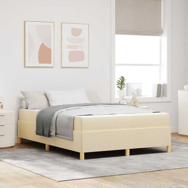 Casa si Gradina - Mobilier - Paturi si accesorii - Paturi - Pat cu arcuri Altele Crema si Alb 140 x 200 cm tesatura - Infinity.ro