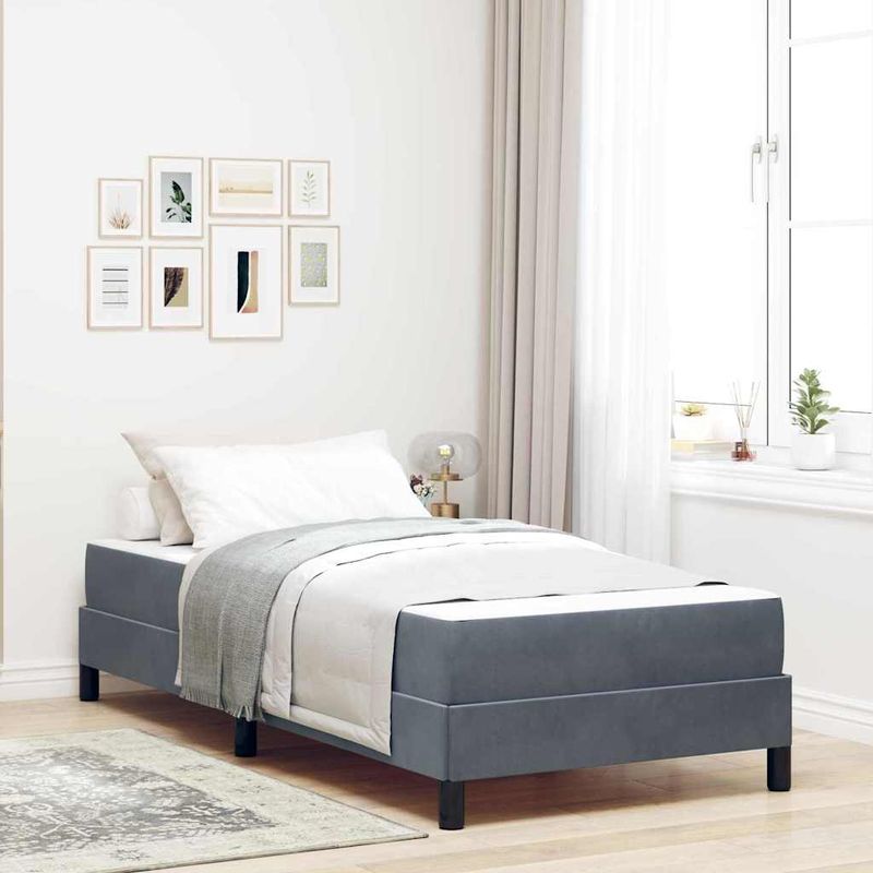 Casa si Gradina - Mobilier - Paturi si accesorii - Paturi - Pat boxspring cu saltea Gri inchis 80 x 220 cm Catifea - Infinity.ro