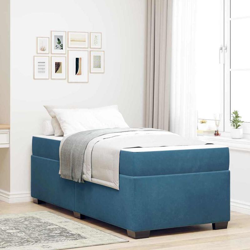 Casa si Gradina - Mobilier - Paturi si accesorii - Paturi - Cadru de pat Altele Albastru inchis 90 x 190 cm Catifea - Infinity.ro