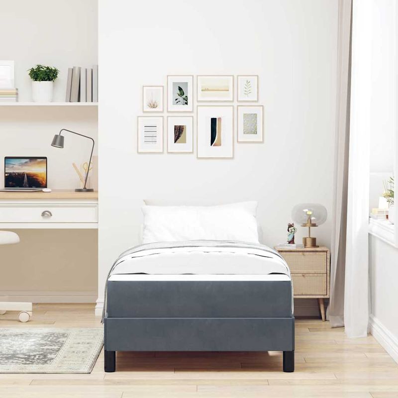 Casa si Gradina - Mobilier - Paturi si accesorii - Paturi - Pat boxspring cu saltea Gri inchis 80 x 220 cm Catifea - Infinity.ro
