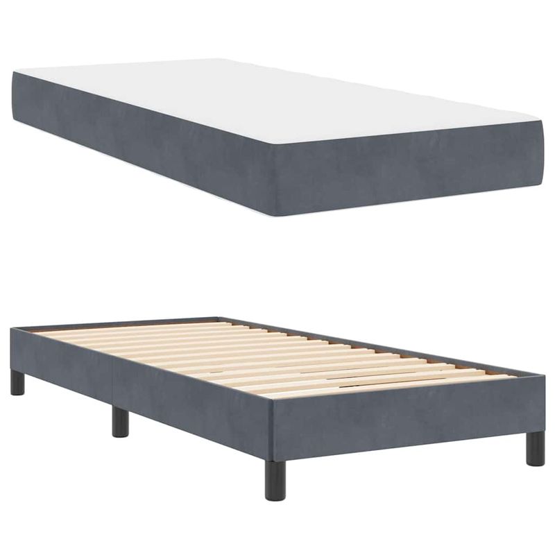 Casa si Gradina - Mobilier - Paturi si accesorii - Paturi - Pat boxspring cu saltea Gri inchis 80 x 220 cm Catifea - Infinity.ro